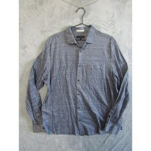 Ted Baker London Mens Heathered Blue Linen Cotton Button Up Shirt Size 6